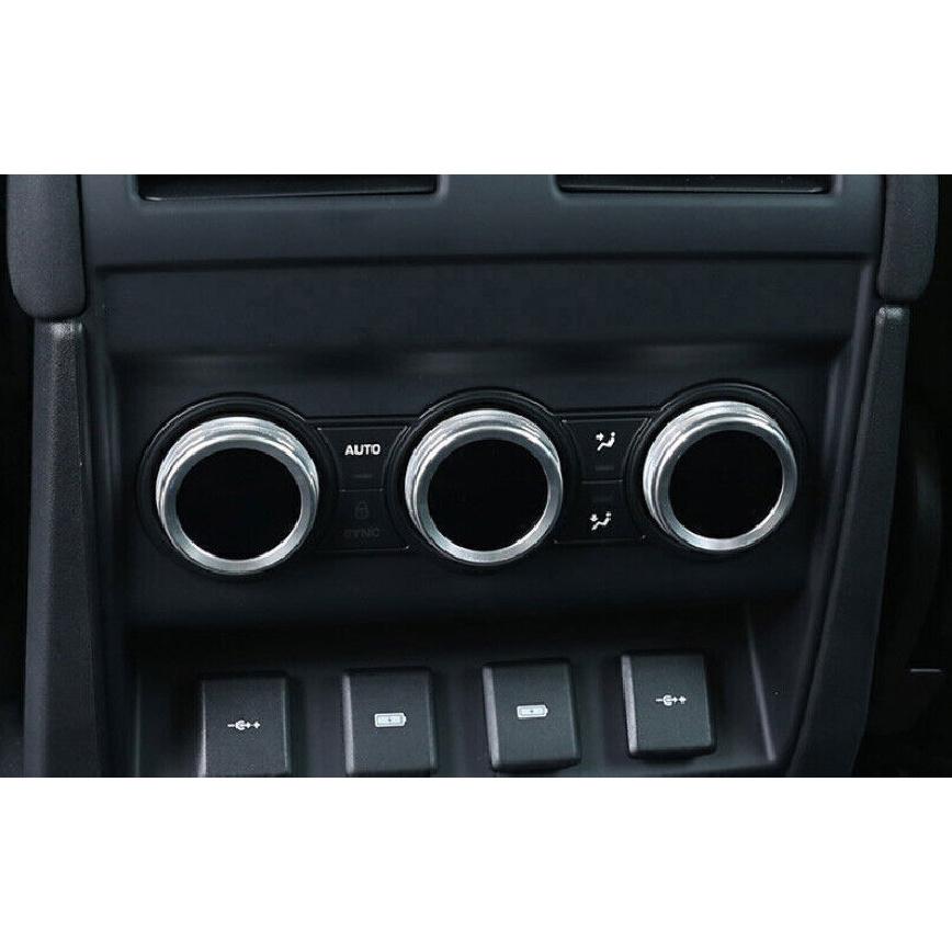 Fit For Defender 110 - Silver Aluminum Rear AC Knob Ring Cover Trim 3pcs