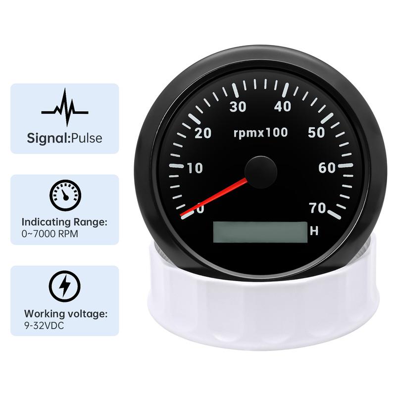 3000~7000 RPM 85MM Tachometer with 7 Color Light for Auto Boat Yacht Waterproof Gauge Counter Digital Hourmeter 12V 24V
