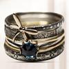 Finger Ring Vintage Style Multi-layer Anti-deform Dragonfly Blue Faux Crystal Engagement Ring for Dating