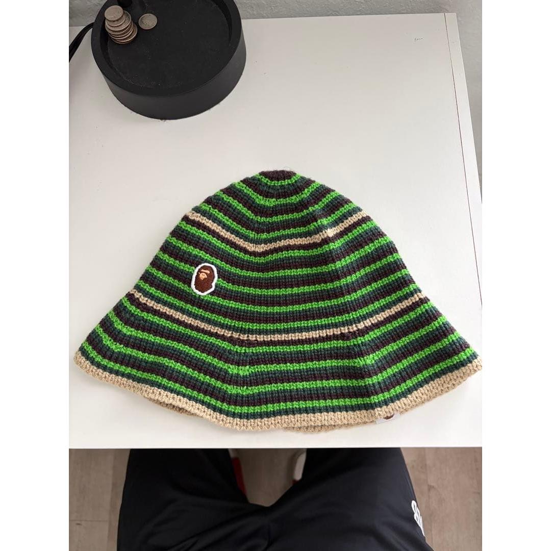 Used A BATHING APE Border Knit Hat Beanie