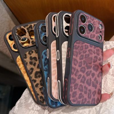 Glitter Leopard Print Leather Phone Case For iPhone 17 16 15 14 Plus 13 Pro Max Camera Protection Cool Wild Bumper Cover