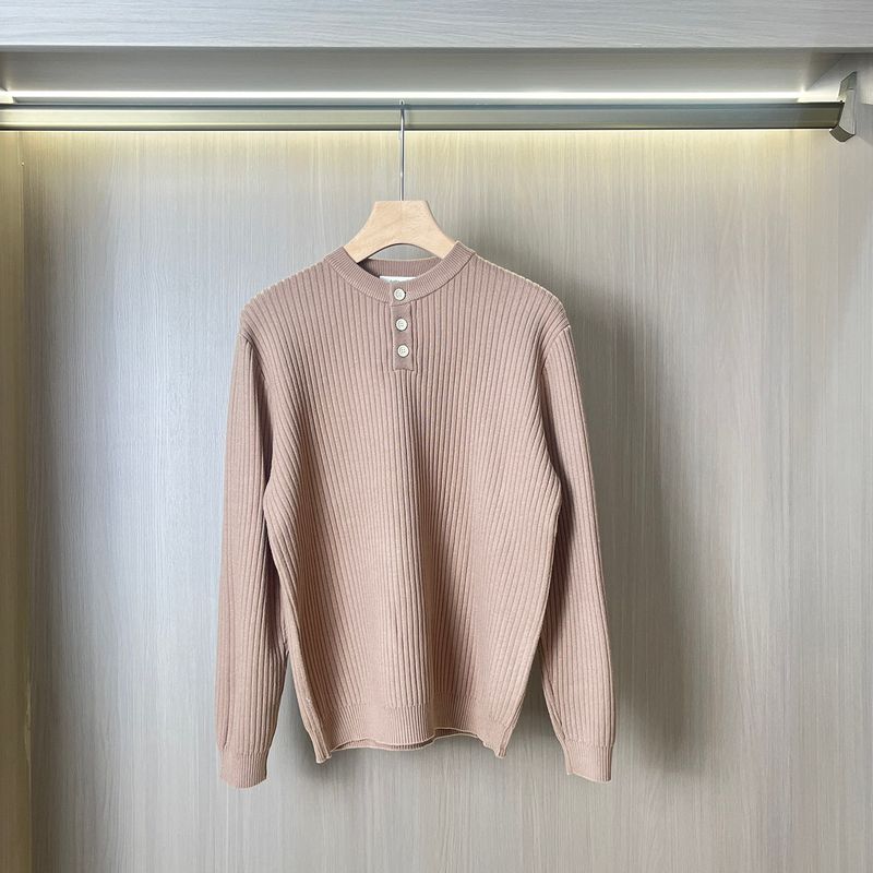 High-End Henry Collar Sweater for Men, Skin-Friendly and Delicate, Autumn and Winter Stretchy Casual Round Neck Knit Base Shirt