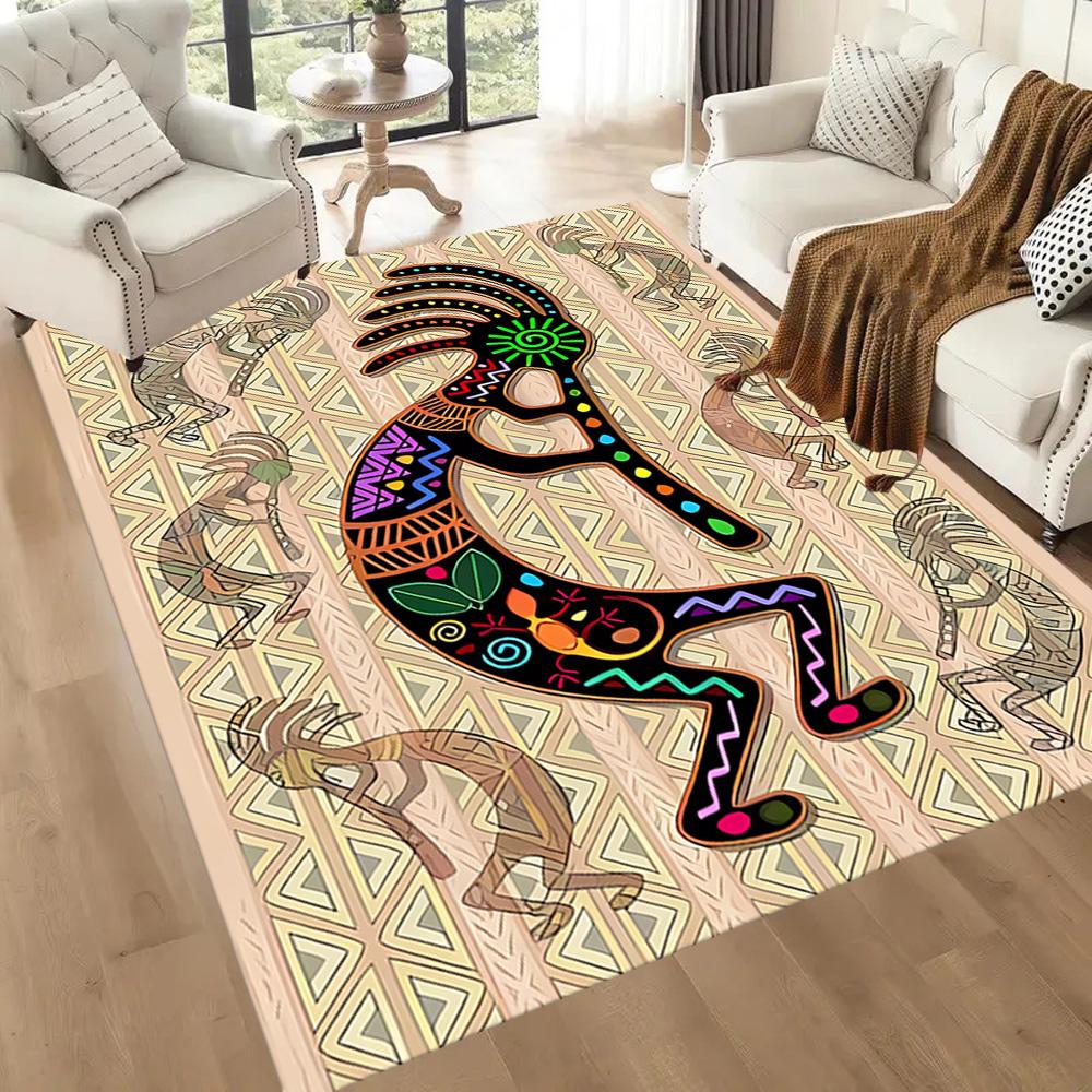 Colorful Kokopelli Dance Floor Mats for Living Room, Bedroom and Room Decoration Are Suitable for Gifts.