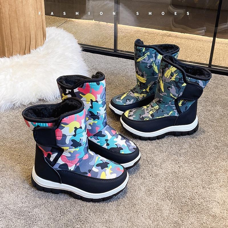Stivali da neve da bambino transfrontalieri stivali da neve da ragazzo scarpe di cotone stivali di cotone da ragazzo velluto produttori all'ingrosso inverno nuovi modelli