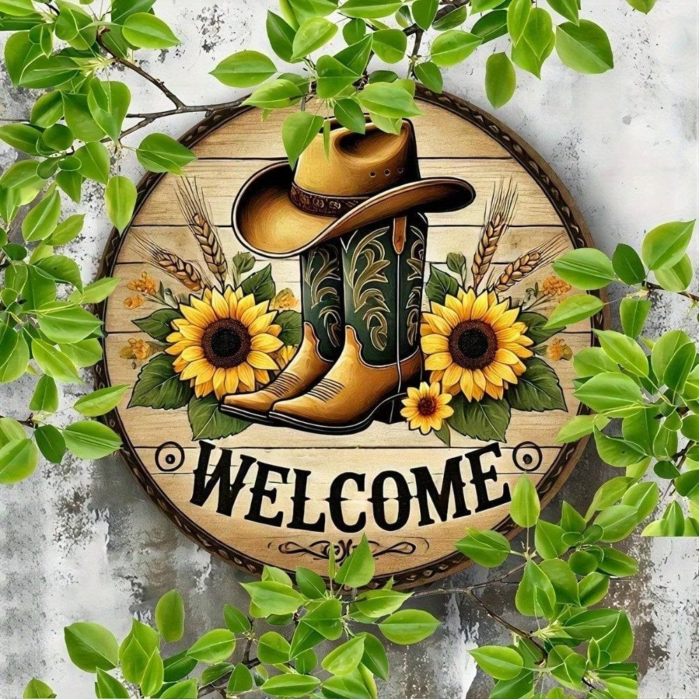 Rodeo Ranch Retro Metal Tin Sign 8x8 Inch Vintage Cowboy Wall Art Rustic Western Bar Decor Farmhouse Kitchen Cabin Lodge