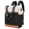 Bolsa Tote Conversível Feminina Mochila Mochila para Laptop Abertura Superior Larga Universidade Escola Viagem Lazer Bolsa Preta