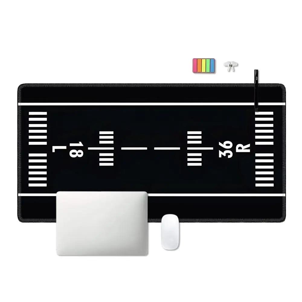 Airport Runway Model Mouse Pad Large Computer Office Game Table Mat HD XXL Rubber Non-slip Stitched Keyboard Mats Long Desk Pads