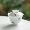 Pure hand-painted Phalaenopsis Ercai cover bowl retro underglaze color household ceramic Kung Fu tea set tea bowl teapot teacup