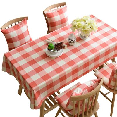 New Pink Square Check Table Cloth Solid Color Table Dinner Nordic Cotton Table Cloth