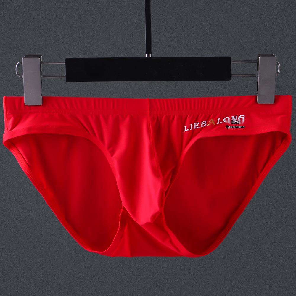 Men's Low Waist Ice Silk Triangle Briefs - Sexy, Thin Style with Bulge Pouch for Trendy Young Men