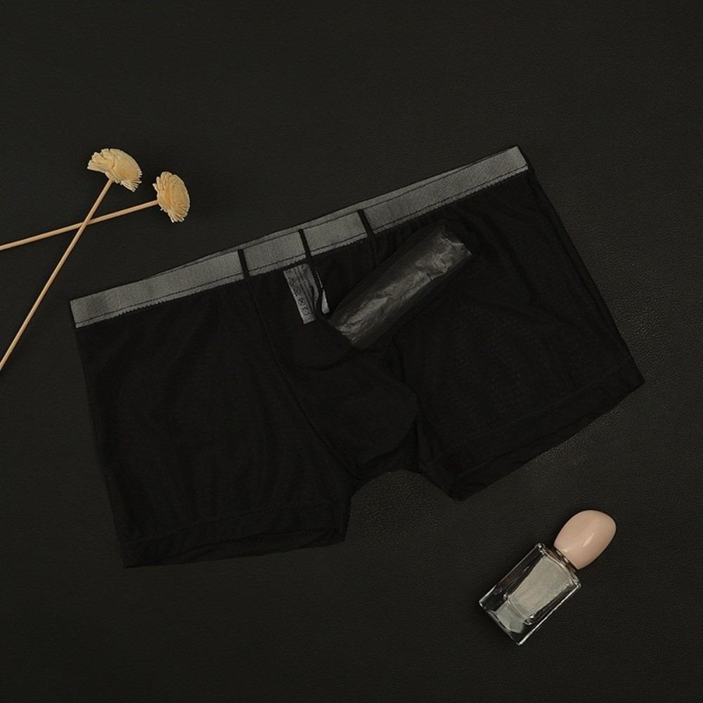 See-through Transparent Underpants U Convex Mesh Boxer Shorts Breathable Men's Pouch Briefs  Male