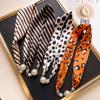 Women Bib Neck Guard Multifunctional Silk Scarf Satin False Collar Print Scarves Cross Neckerchief