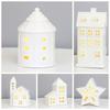 LED Porcelain Lamp Ornament Button Batteries House-shaped Night Lamp  House Decoration