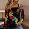Tops for Women Geometric Pattern Long Sleeve Fake Two‑Piece Top Fall Casual Slim Pullover Women's Long Sleeve Top