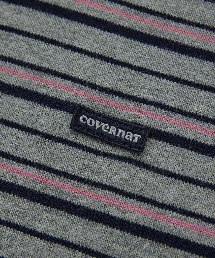 COVERNAT WOMAN Striped Collar Knit Melange Gray