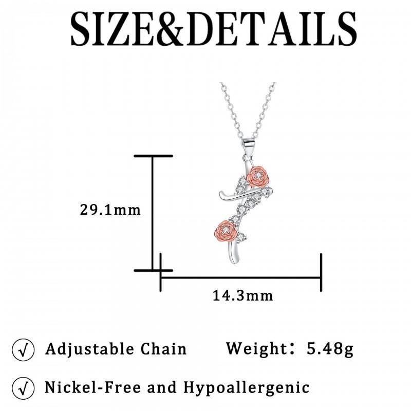 Rose Gold Floral Pendant Necklace Women Elegant Crystal-Embellished Charm Lightweight Copper Jewelry 2026