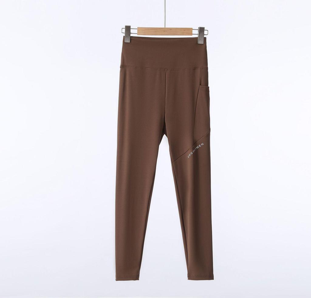 High-Waisted Women's Leggings: Perfect for Autumn and Spring, Hip-Lifting, Tight-Fitting, Ideal for Yoga, Sports, Fitness, with Barbie Pockets.