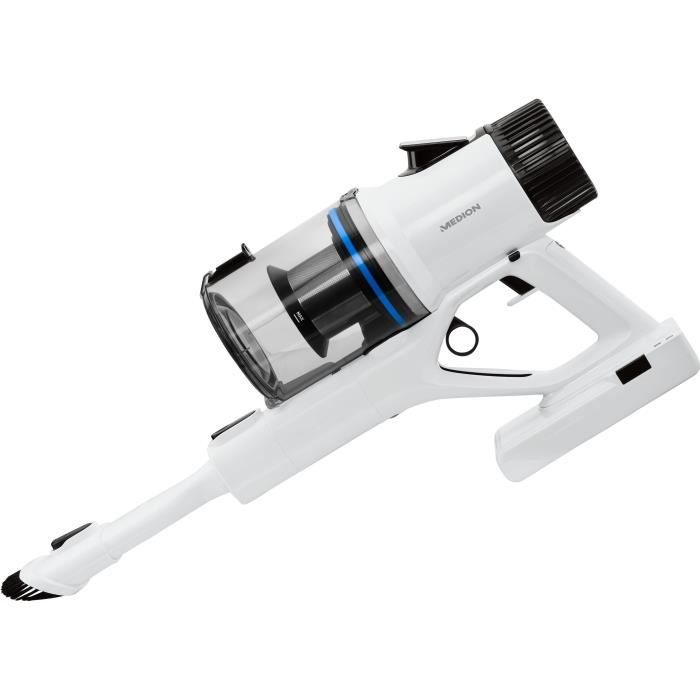 Aspirateur balai sans fil - medion md11860 - 55 min - 400 w - 2,500 mah - blanc / gris