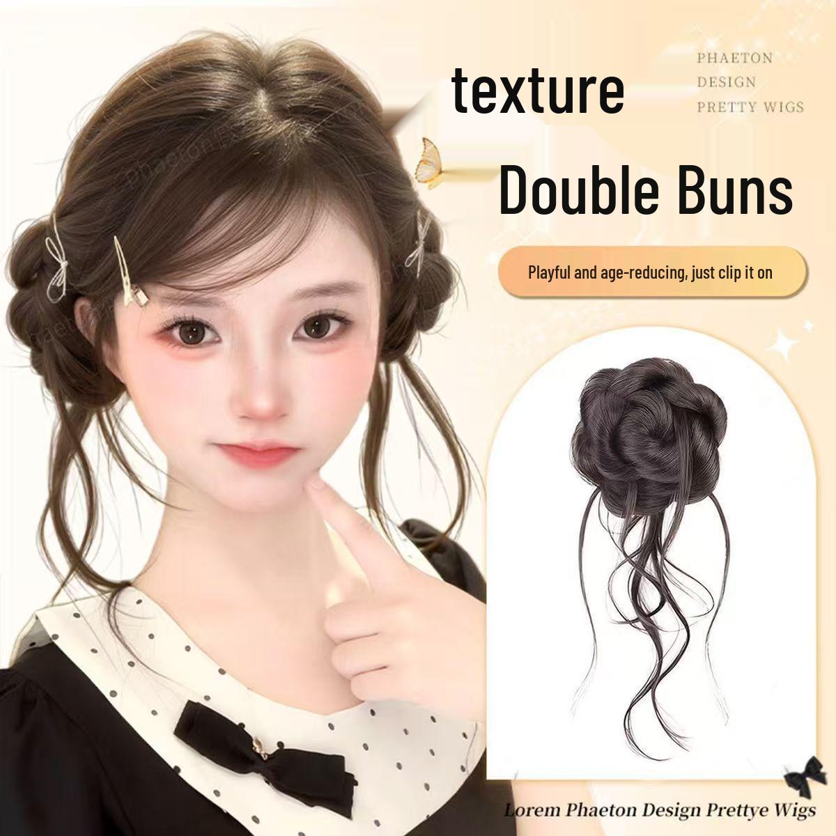 Dragon Whisker Double Bun Claw Clip: Fluffy Floral Chinese Hair Styling Tool