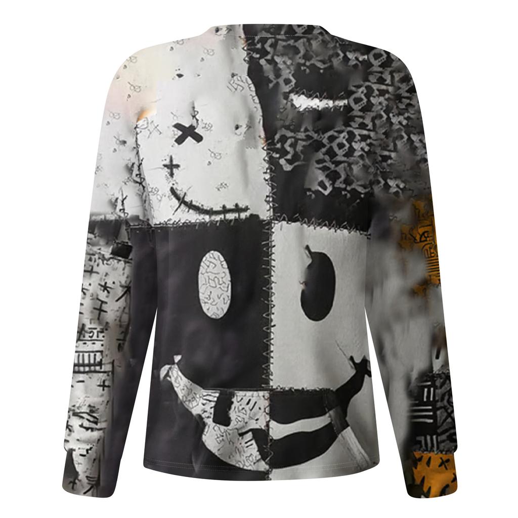 Women's Casual Fashion Long Sleeve Standing Collar Single Breasted Halloween Print Workwear Jacket Tops