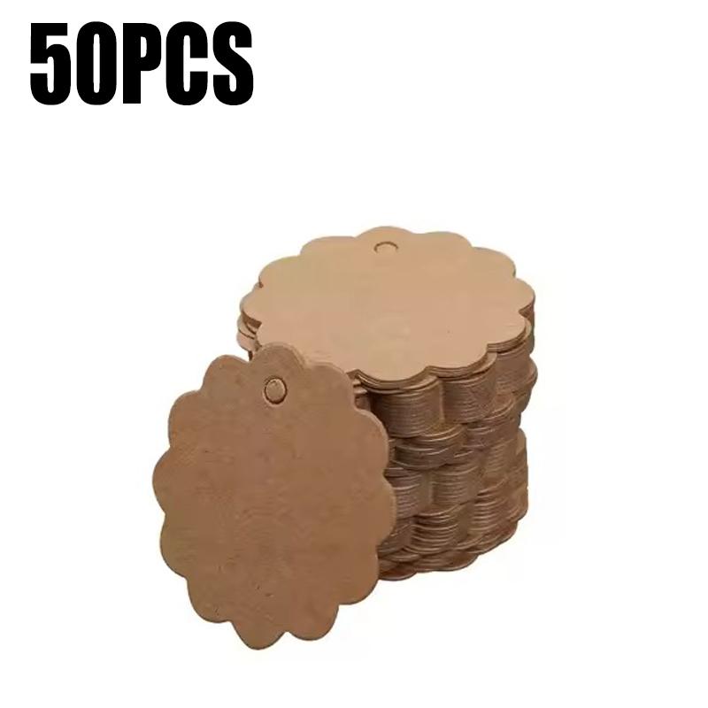 

50PCS/Lot Round Shaped Hanging Tag Colorful Wave Edged Kraft Paper Blank Pack Label Suitable for Present Souvenirs Labeling ZYF