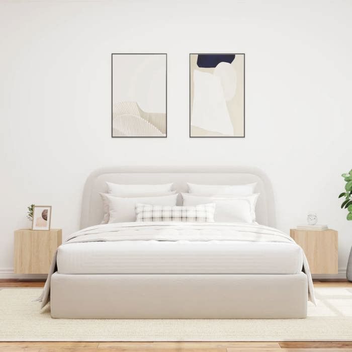 VidaXL Meubles TV Muraux Lumières LED 2 pcs, Armoires de Télévision Suspendues avec Rangement, Meubles Télé Flottants Salon, 837251