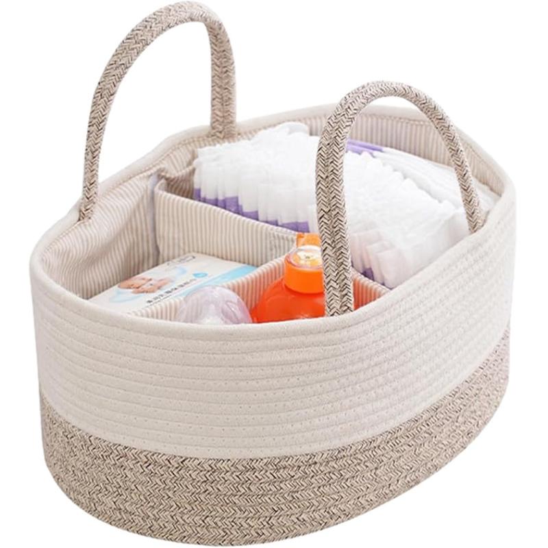 Baby Diaper Organizer Bag Woven Cotton Caddy Bag Multipurpose Bag Category Placement Basket