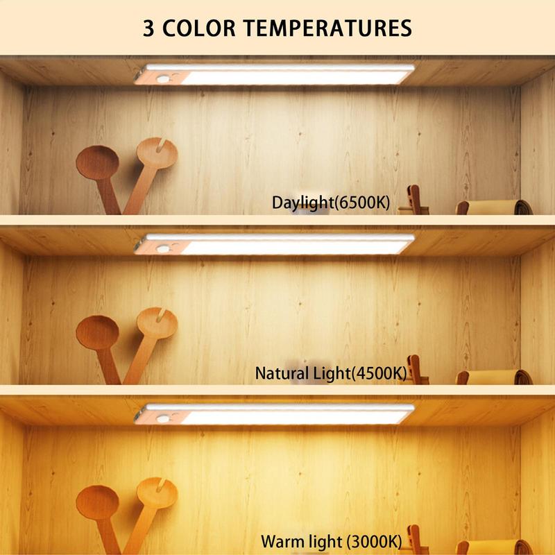 Under Cabinet Lighting Motion Sensor Lamp Wireless 2200mAh USB Rechargeable Closet Lights Adhesive 3 Levels Dimmable