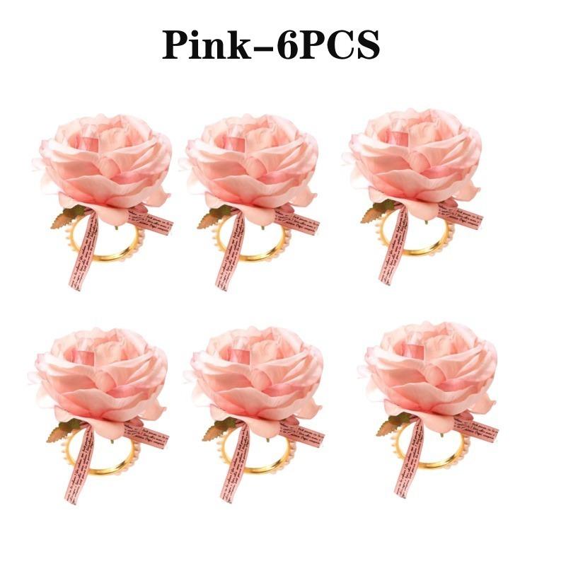 1-24PCS 2026 Pearl Rose Napkin Ring Creative Elegant Holder for Hotel Wedding Party Dining Table Decoration Accessories