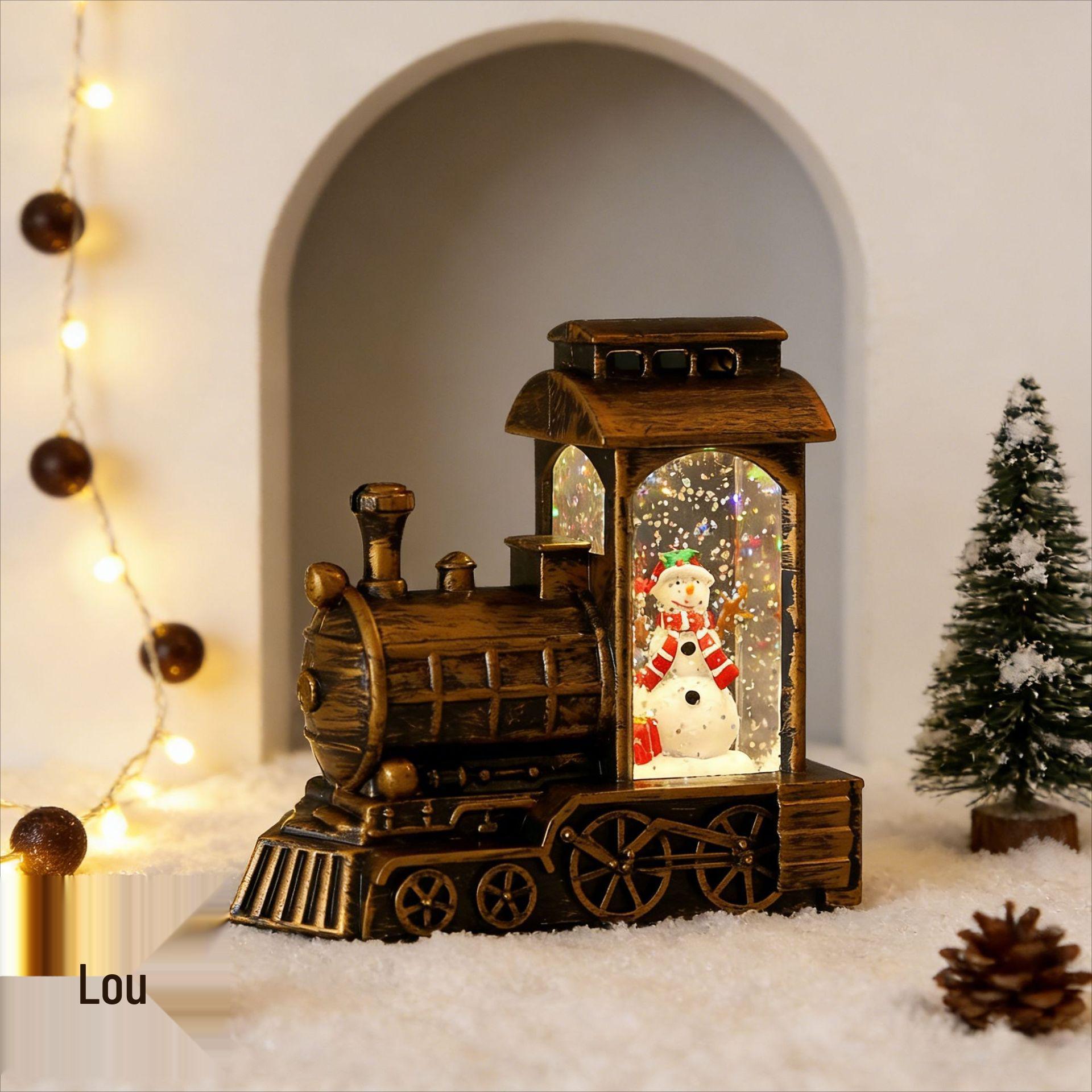 

Christmas Snowflake Train Lantern Ornament - Water-Filled Luminous Desktop Decoration