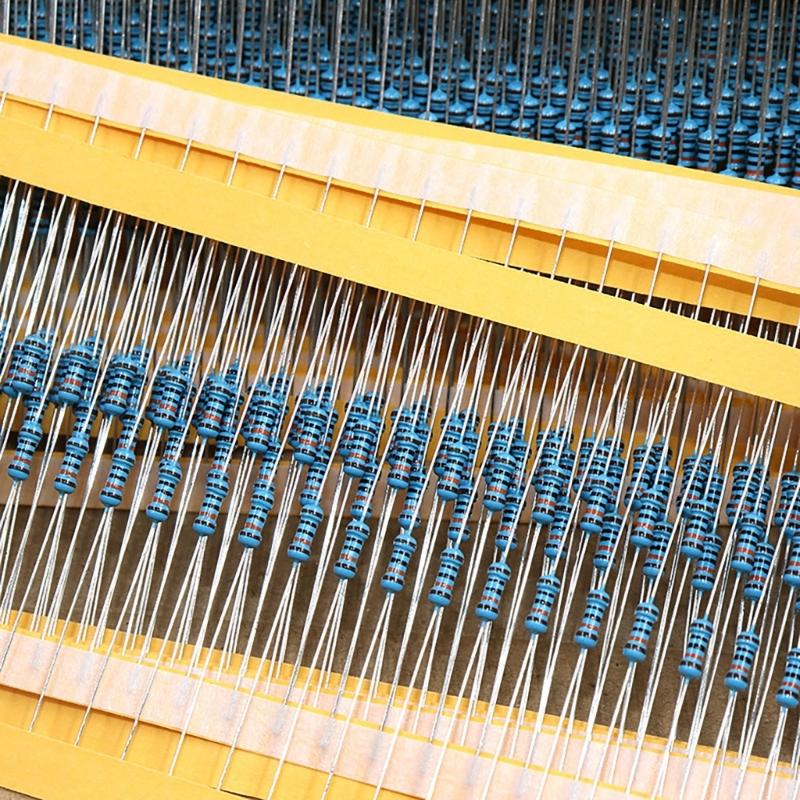 Pack of 100 Metal Film Resistors 0.25W 1.2k Ohm with High Stability Resistors for Electronic Circuit Boards and Repairs