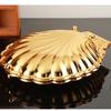 European Fruit Plate, Alloy Household Shell Shape Open Plate, Gold Niche Retro Snack Plate, Home Tabletop Living Room Decoration