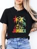 Ladies Fashionable Short Sleeved Casual Round Neck Tshirt With Tropical Palm Tree Painting Pattern Unisexs Tshirt