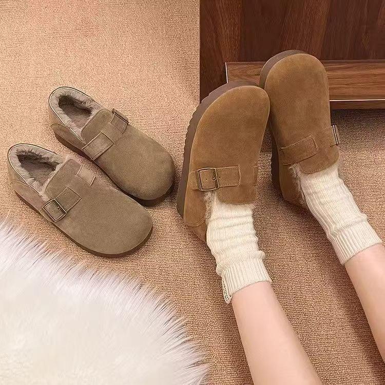 Retro thick-soled velvet Birkenstocks winter new fluffy cotton shoes thickened warm snow boots