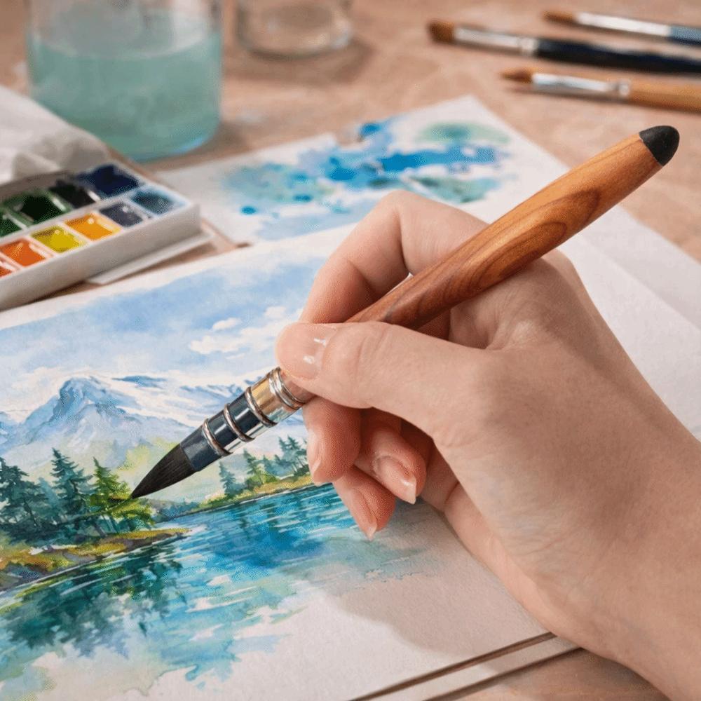 High Quality Watercolor Brush Nylon Fiber Oil Painting Brush Edge Hook Line Pen Drawing Materials