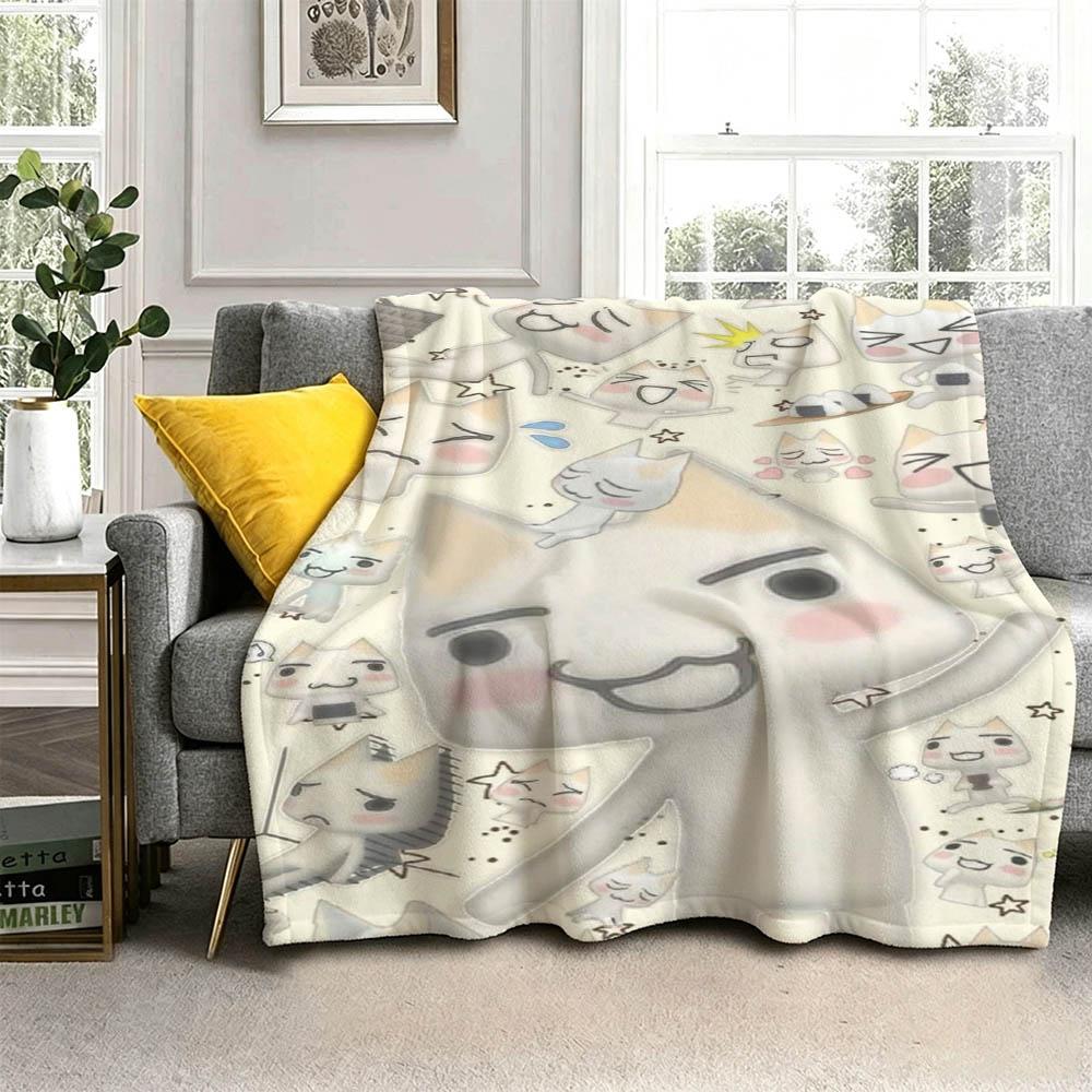 Cartoon Kawaii I-Inoue Cute Cat T-ToroS Flannel Blanket Soft Throw Blanket Art For Home Decor Bedroom Bed Sofa Picnic Fans Gift