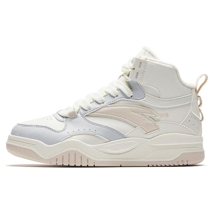 ANTA High Top Skateboarding Shoes  White Beige Blue  Women s 922348903-1 EU 36.5