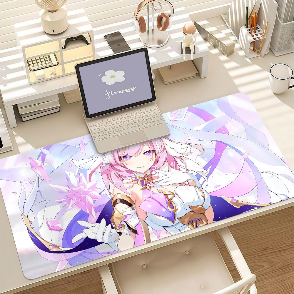 Game Genshin Impact Elysia Mouse Pad Anti Slip Rubber Edge Locked Thickened Laptop Gaming Desk Mat