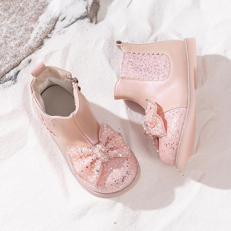 Brand Girl Boots New Sweet Princess Shoes Fashion Plush Women Winter Boots Luxury Glitter Girl Shoes Party Kids Shoezapatos Niña