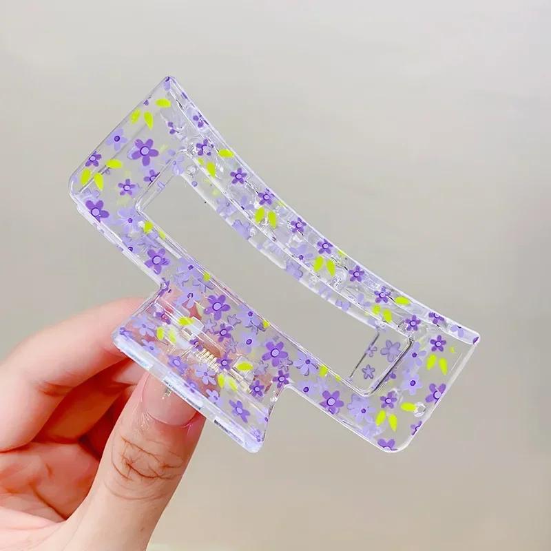 New Women Print Flower Hair Claw Tough Colorful Plastic HairClip Large Size Hair Clamps Crab Hairpin Hair Accessories Girl Gift