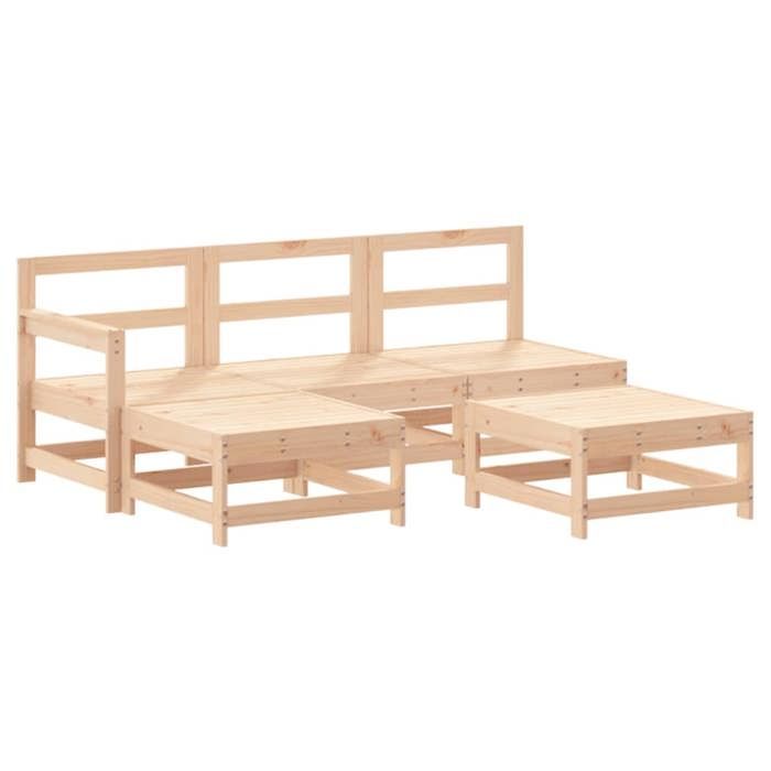 VidaXL Garden Lounge Set 5 Pcs, Sofas with Footrest, Furniture Set with Coffee Table Patio Terrace, Rustic, Wood 3186543