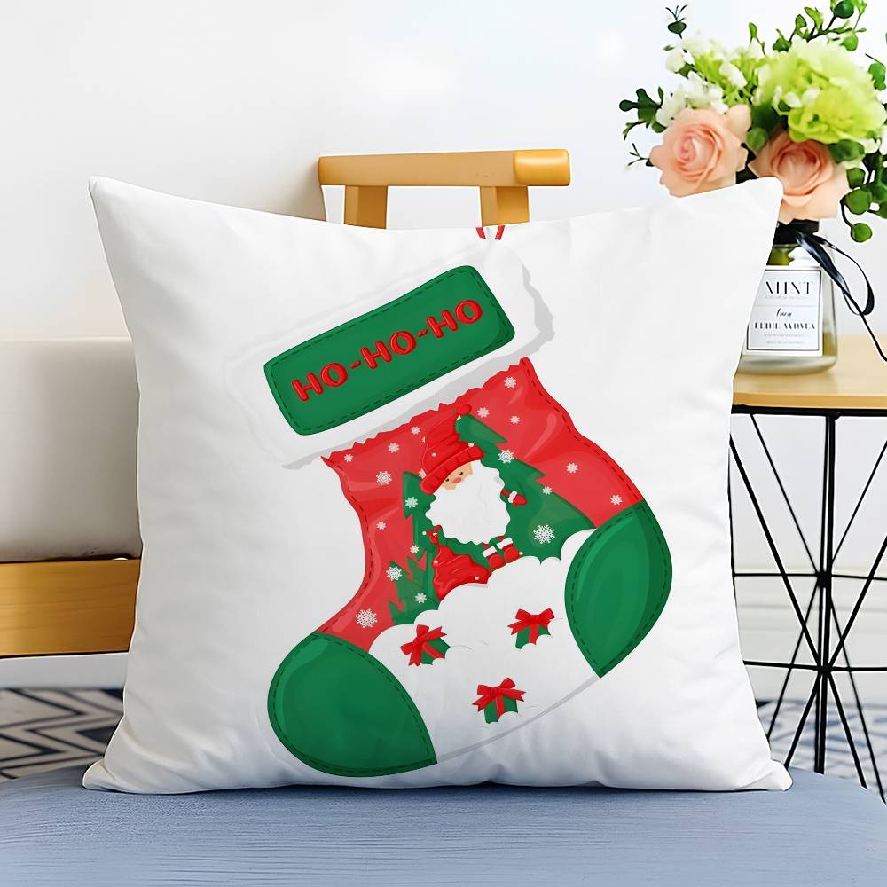 

Christmas Red Socks Happy Surprise Pillow Case Printed Brushed Fleece Pillow Baby Skin-Touch Eco-Friendly Dye-Sublimat 12x12Inch