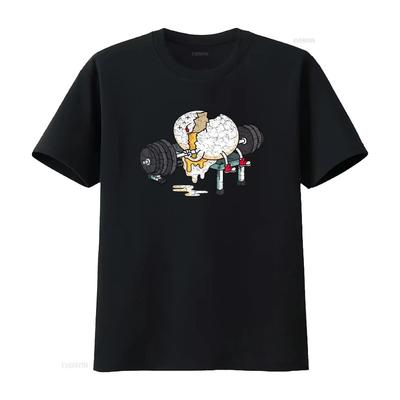 Funny Smashed Egg Fitness Gym Barbells Lifting Workout T Shirt  Vintage Washed Stylish Soft Top For Everyday Wear