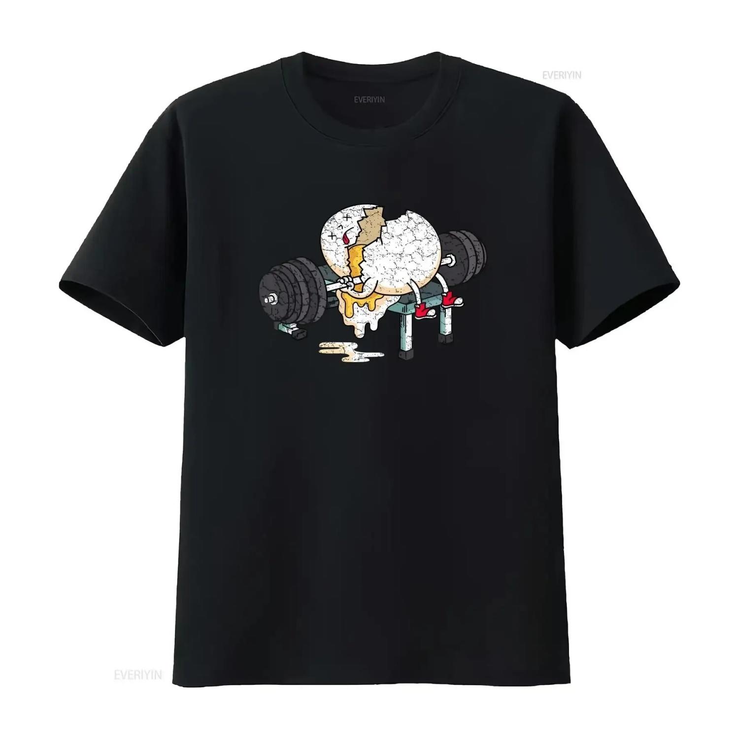 

Funny Smashed Egg Fitness Gym Barbells Lifting Workout T Shirt vintage Washed Stylish Soft Top For Everyday Wear XXXXXL чорний