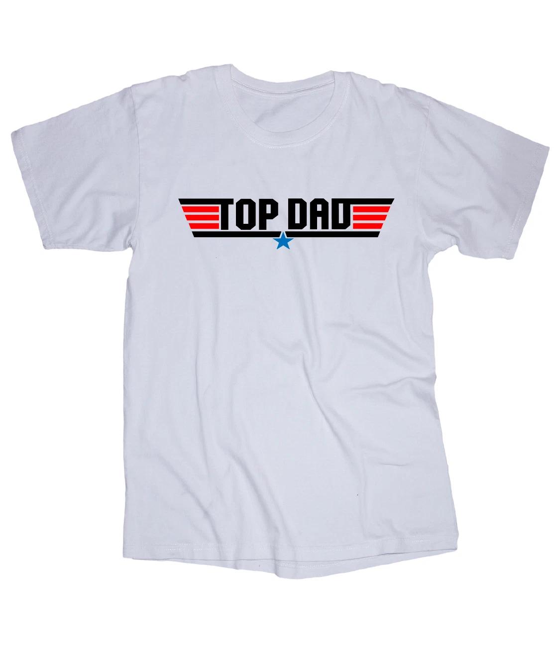 TOP DAD Top Gun logo parody white T-shirt XL