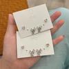 1Set Y2K Bowknot Heart Zircon Stud Earrings For Women Girls Silver Color Exquisite Earrings Set Trendy Jewelry Party Gifts