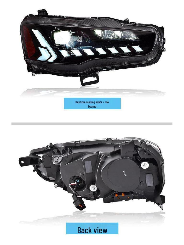 Compatible Mitsubishi Lancer 09-16 LED Headlight Assembly with EVO Mod & Sequential Turn Signal