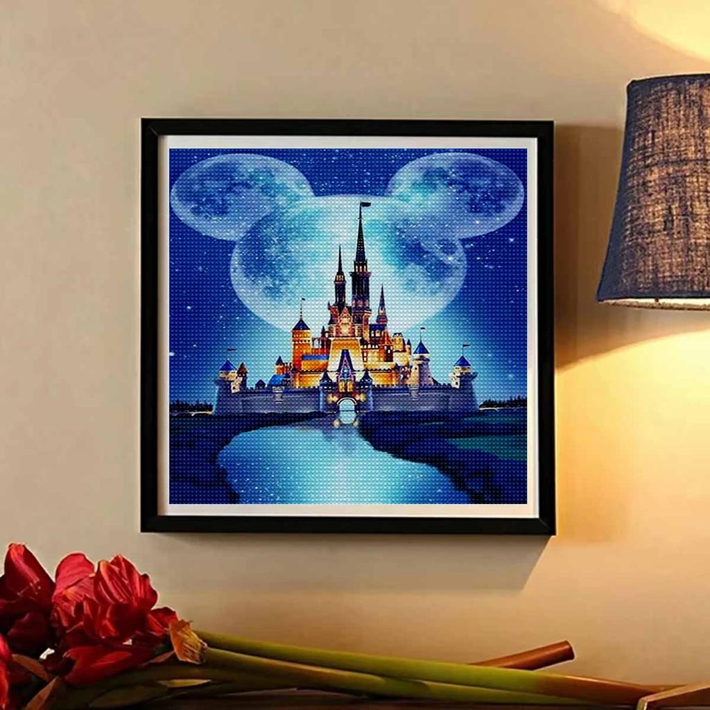 DIY Diamond Painting Round Diamond Mickey and The Castle Full Diamond Mosaic Home Decoration Painting Cross Stitch Kit
