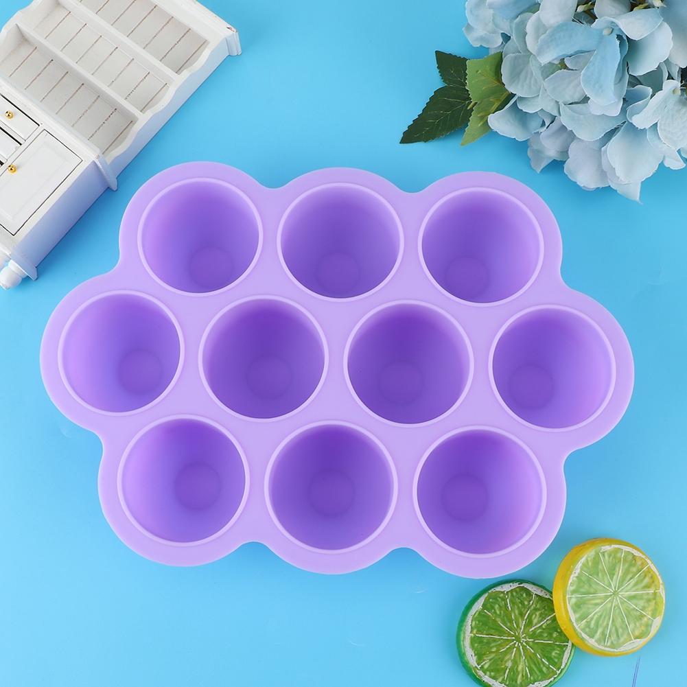 Silicone Food   Tray 10 Holes Reusable Container with Lid for Homemade Baby Food(Blue )