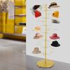7-Tier Golden Hat Wig Display Stand, Freestanding Multi-Tiered Hats Racks, 22 In Wide 65 Inch High Storage Organizer for Retail